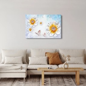 Tablou - Copoziția flori și fluturi (90x60 cm)