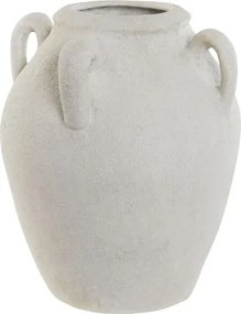 Vază decorativă cu mâner, stil rustic modern, culoare alb, din stoneware, „Stoneware”