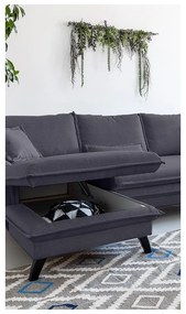 Canapea extensibilă în formă de „U” cu șezlong pe partea dreaptă Miuform Charming Charlie, gri antracit