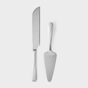 Set tacamuri inox servire desert, 2 piese, cutit si spatula inox, Napoli