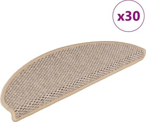 vidaXL Covorașe scări autoadezive 30 buc. bej deschis 65x21x4 cm sisal