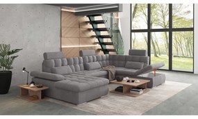 Colțar gri extensibil, cu spațiu de depozitare (cu colț pe partea dreaptă, în formă de "U") Merkur – Ropez