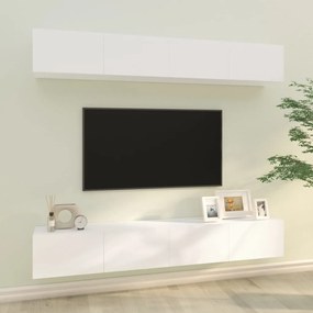 3114190 vidaXL Dulapuri TV de perete, 4 buc, alb, 100x30x30 cm