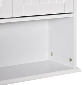 kleankin Dulap de Baie Suspendat cu Dulăpior, 2 Uși cu Închidere Magnetică și Raft Deschis, 60x20x70.5 cm, Alb | Aosom Romania