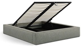 Pat matrimonial verde tapițat cu spațiu de depozitare/fără tăblie cu somieră 180x200 cm Simon – Micadoni