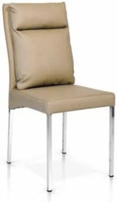 Scaun Cushion, structura metalica argintie, piele ecologica - BEJ