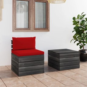 Set mobilier gradina din paleti, 2 piese, cu perne, lemn de pin Rosu, Da, 2, Da