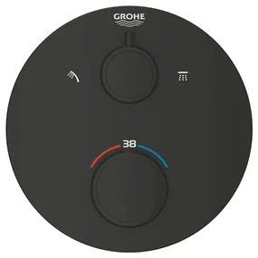 Baterie dus incastrata cu termostat Grohe Grohtherm 2 iesiri negru mat rotund