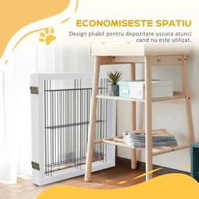 PawHut Poartă Pliabilă pentru Câini, Poartă de Siguranță pentru Animale și Căţei cu 4 Panouri și Picioare Triunghiulare, 280x70 cm, Alb | Aosom Romania