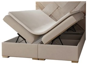 Pat matrimonial Boxspring 180 cm Melo (bej) (cu sp. depozitare). 1020235