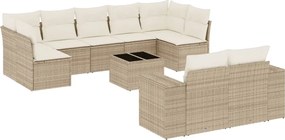 vidaXL Set canapele de grădină cu perne, 10 piese, bej, poliratan