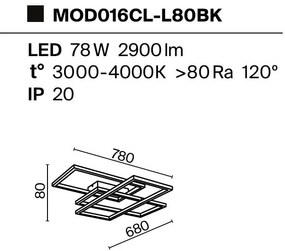 Lustra LED aplicata design modern Rida neagra