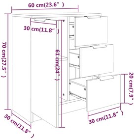 Masuta de cafea, gri beton, 60x30x70 cm, lemn prelucrat 1, Gri beton