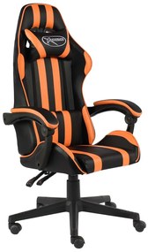 vidaXL Scaun de racing, negru și portocaliu, piele ecologică