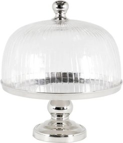 Platou cu picior si capac din sticla design LUX Giorgio, nickel 104406 HZ