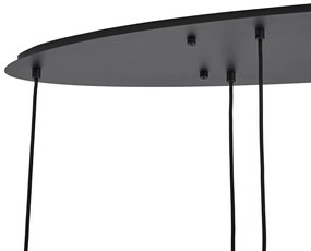 Lampă suspendată modernă neagră cu sticlă albă dreptunghiulară cu 6 lumini - Misty