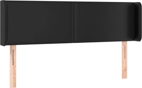 vidaXL Tăblie de pat cu aripioare negru 147x16x78/88cm piele ecologică