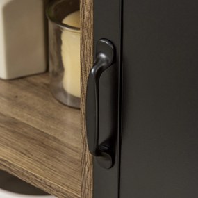 HOMCOM Bufet industrial - Mobilier de depozitare pe picioare, 3 nișe + dulap - lemn și ușă metalică neagră | Aosom Romania