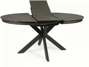 Masa rotunda extensibila 120 cm PORTO, gri inchis/negru mat, sticla se
