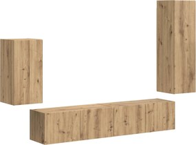 vidaXL Set comodă TV Pe perete 4 pcs Stejar Artizanal Lemn compozit