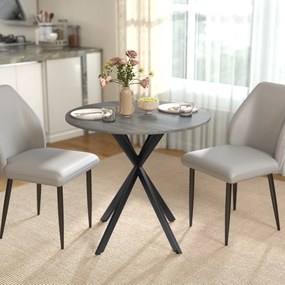 HOMCOM Masă rotundă de bucătărie, 80 cm, blat compact, PAL, metal, Gri | Aosom Romania