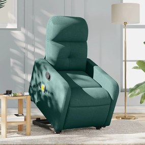 vidaXL Fotoliu rabatabil de masaj, cu ridicare, verde închis, textil
