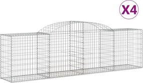 vidaXL Coșuri gabion arcuite 4 buc, 300x50x80/100 cm, fier galvanizat