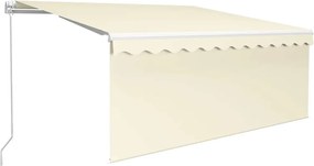 vidaXL Copertină retractabilă manual cu stor&LED, crem, 3x2,5 m