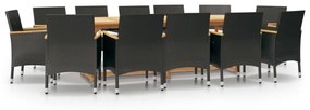 3103606 vidaXL Set mobilier de grădină cu perne, negru, 13 piese