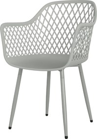 Outsunny Set de 4 Scaune de Grădină Exterioare din PP cu Spătar Diamant Șezut Anti-UV Cotiere și Picioare Metalice Gri | Aosom Romania