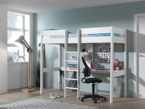 Pat supraetajat pentru copii PINO, 90 x 200 cm, alb – fără saltea – Vipack