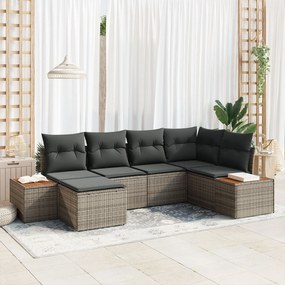 vidaXL Set de canapele pentru grădină cu pernă 6 pcs Gri Rattan poli