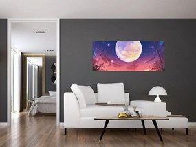 Tablou - Femeie și câine pe lună plină (120x50 cm)