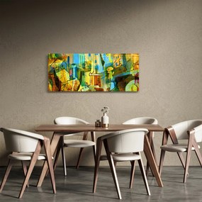 Tablou - Arhitectură, abstractizare cubistă (120x50 cm)