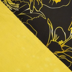 Lenjerie de pat din bumbac cu motiv floral galben 3 părți: 1ks 200x220 + 2ks 70 cmx80