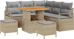 vidaXL Set de canapele pentru grădină cu pernă 8 pcs Bej poliratan