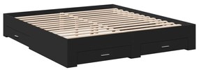 3280364 vidaXL Cadru de pat cu sertare, negru, 180x200 cm, lemn prelucrat