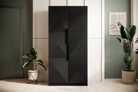 Dulap Asha 100 cm și mânere metalice - negru mat / mânere negre