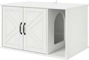 vidaXL Casa pentru pisici Alb Lucios 85 x 55 x 50 cm Lemn compozit