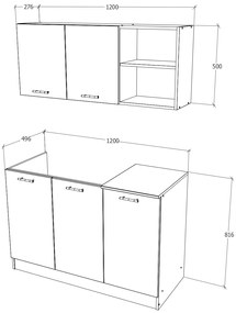 Set Bucatarie Ara, Stejar Sonoma/Alb, L 120 cm