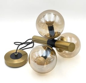 Lustră pe cablu ROLLO 3xE14/5W/230V auriu/bej fumuriu