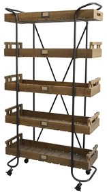 Etajera din lemn reciclat si metal, cu 5 rafturi