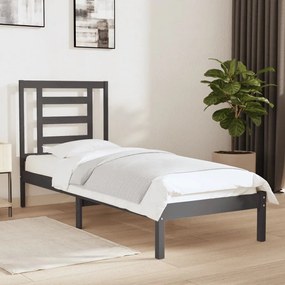 3104310 vidaXL Cadru de pat mic single, gri, 75x190 cm, lemn masiv