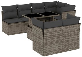 vidaXL Set canapele de grădină cu perne, 8 piese, gri, poliratan