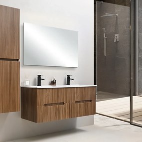 Mobilier de baie Trent 120 cm cu chiuvetă și oglindă ceramică 60x120 cm stejar apus de soare