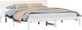 vidaXL Cadru de pat cu headboard Alb 180 x 200 cm Lemn de pin masiv