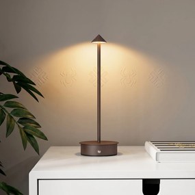 HOMCOM Lampă de Masă Reîncărcabilă cu USB, Lampă Fără Fir cu Temperatura Culorii Reglabilă 3000K/4500K/6500K, Control Touch, Autonomie 4-8 Ore, Cafea | Aosom Romania