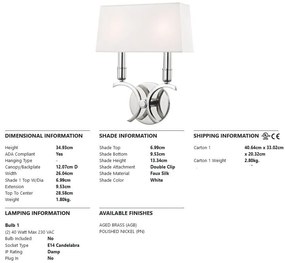 Aplica de perete design clasic GWEN nichel lucios
