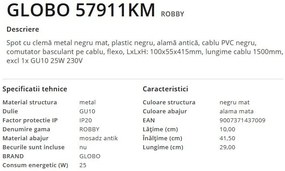Veioza, lampa de birou cu clema design modern Robby alama antic