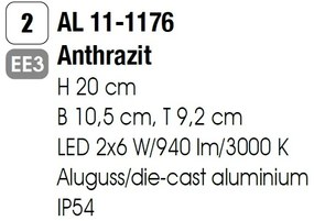 Aplica LED pentru exterior, protectie IP54, Naok antracit